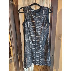 Maggy London‎ Dress Black Lace Tan Underlay Sleeveless Sheath Womens 10